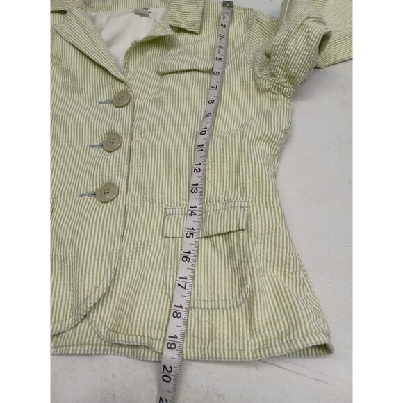 AT LAST Seersucker Striped Blazer Jacket Lined Girls Green White Striped Sz S - Picture 7 of 11